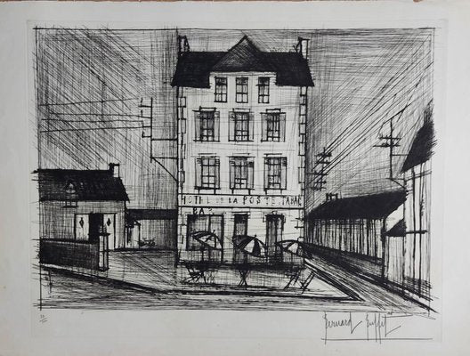 Bernard Buffet, Hôtel De La Poste, 1965, Etching-KHH-1333849