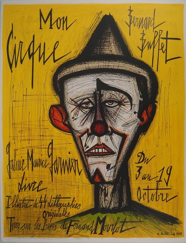 Bernard Buffet, My Circus, the Clown, 1968, Original Lithograph