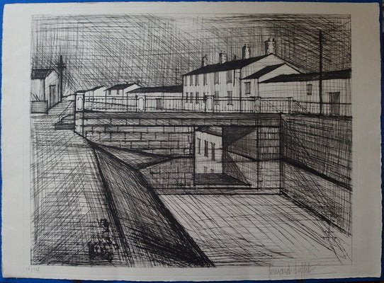 Bernard Buffet, The Canal, 1955, Original Signed Engraving-KHH-1744033