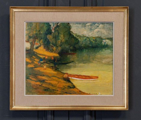 Bernard Devanne, At the Edge of the Water, Wood, Framed-QKG-1734604