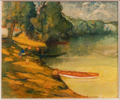 Bernard Devanne, At the Edge of the Water, Wood, Framed-QKG-1734604