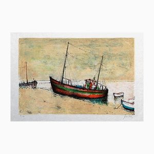 Bernard Gantner, Bateaux de pêche à Arcachon, 1967, Lithograph-FMZ-1135666