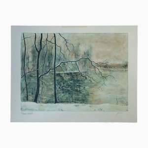 Bernard Gantner, Lac Hivernal aux Voges, Lithograph on Wove Paper, 1970s-ZAA-1765295