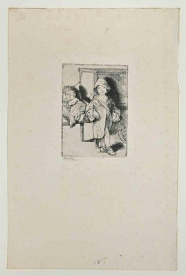 Bernard Naudin, Children, Original Etching, Early 20th-Century-ZCI-1229886