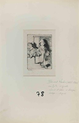 Bernard Naudin, Children, Original Etching, Early 20th-Century-ZCI-1229886