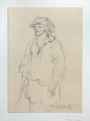 Bernard Naudin, Hunter, Original Pencil Drawing, Early 20th Century-ZCI-1403411