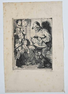 Bernard Naudin, The Little Beggar, Original Etching, Early 20th-Century-ZCI-1229805