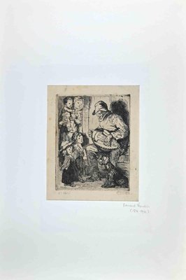 Bernard Naudin, The Little Beggar, Original Etching, Early 20th-Century-ZCI-1229805