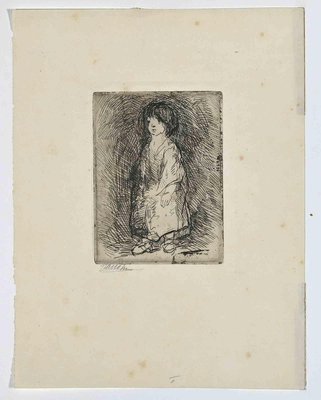 Bernard Naudin, The Little Bohémienne, Original Etching, Early 20th-Century-ZCI-1229839