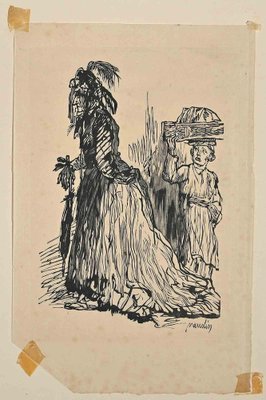 Bernard Naudin, Two Figures, Woodcut Print, Early 20th-Century-ZCI-1318140