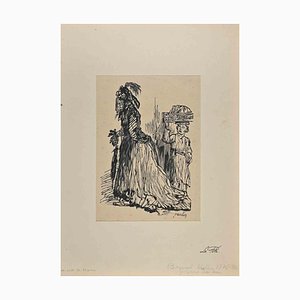 Bernard Naudin, Two Figures, Woodcut Print, Early 20th-Century-ZCI-1318140