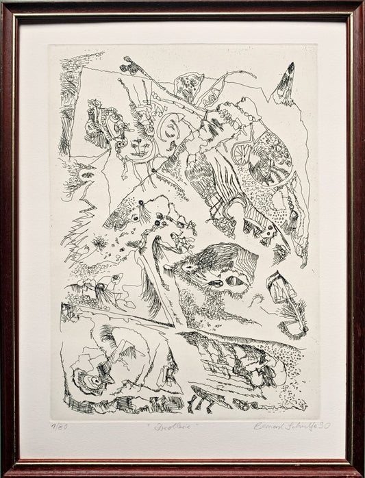 Bernard Schultze, Drollerie, Etching, Framed