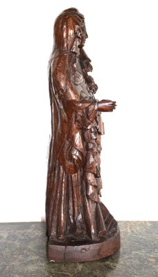 Bernard Van Risen Burgh, Sculpture of Woman with Child, 18th Century, Chestnut Wood-BTG-1703315