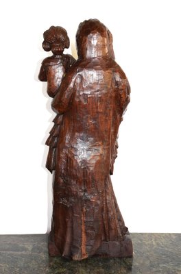 Bernard Van Risen Burgh, Sculpture of Woman with Child, 18th Century, Chestnut Wood-BTG-1703315