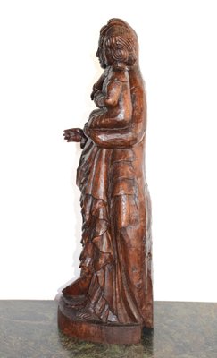 Bernard Van Risen Burgh, Sculpture of Woman with Child, 18th Century, Chestnut Wood-BTG-1703315