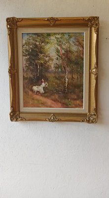 Bert Österlund, Woman Herding Sheep, 1950s, Oil on Canvas, Framed-ZEF-1729945