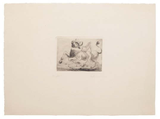 Bertha Martini - Nude and Bull - Etching on Paper - 1980s-ZCI-850646