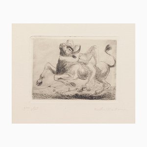 Bertha Martini - Nude and Bull - Etching on Paper - 1980s-ZCI-850646