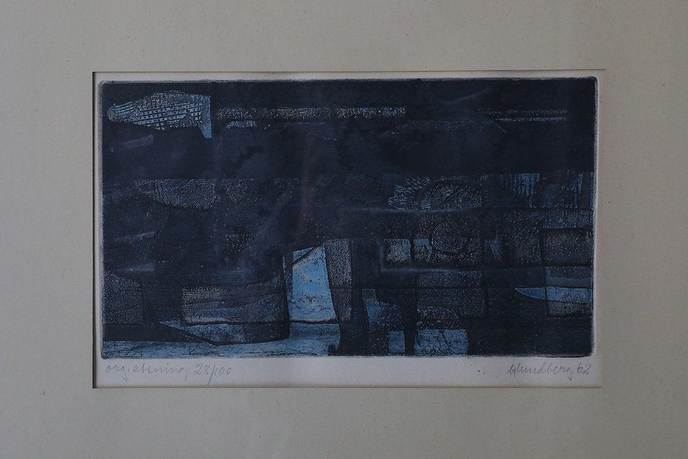 Bertil Lundberg, Komposition, Etching, 1962, Framed