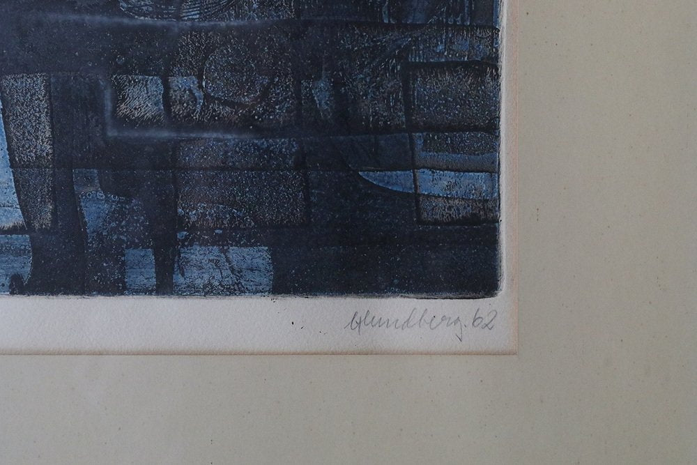 Bertil Lundberg, Komposition, Etching, 1962, Framed