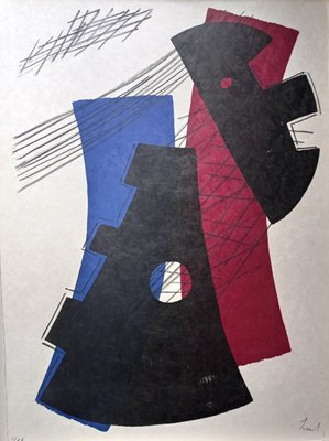 Berto Lardera, Abstract Geometric Composition I, Original Hand-Signed Lithograph, 1970-NRC-1794872