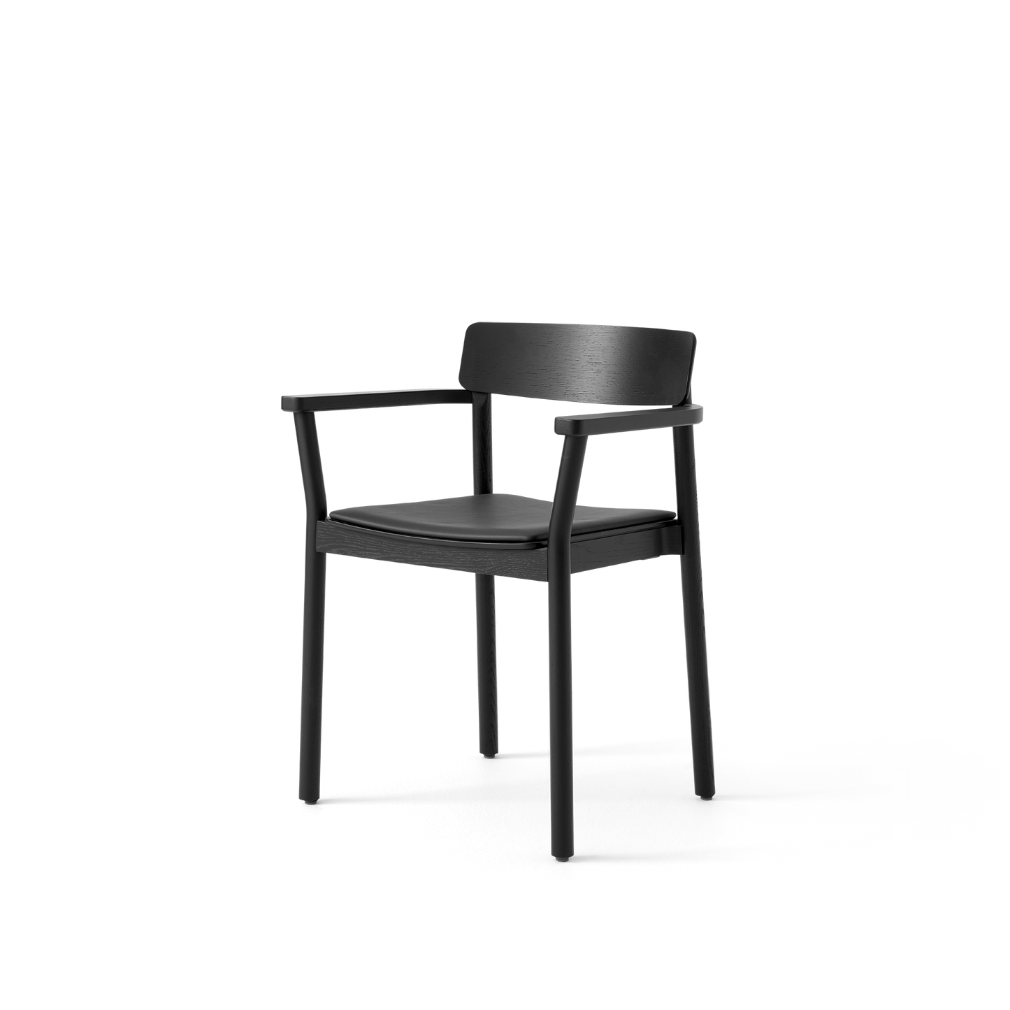 Betty TK11 Dining Chair With Armrests by &tradition #Black leather / Black ash