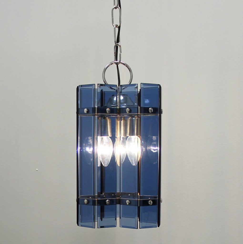 Beveled Murano Glass Ceiling Lamp from Veca, 1970s