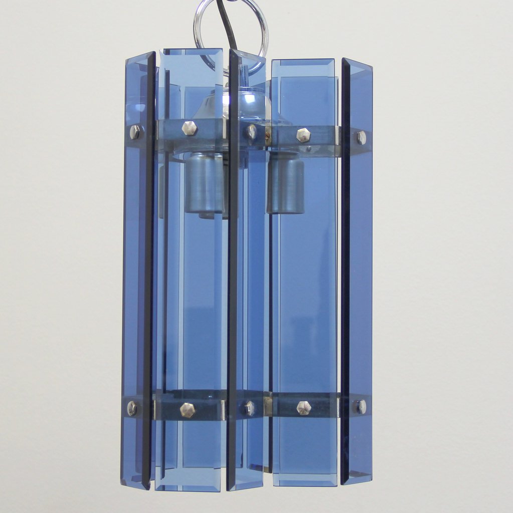 Beveled Murano Glass Ceiling Lamp from Veca, 1970s