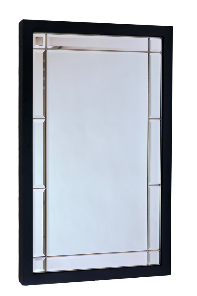 Beveled Wall Mirror with Black Frame, 1990s