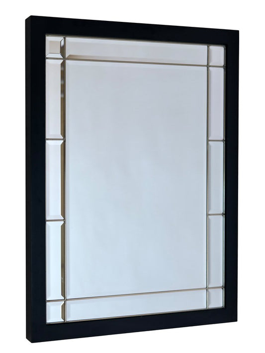 Beveled Wall Mirror with Black Frame, 1990s