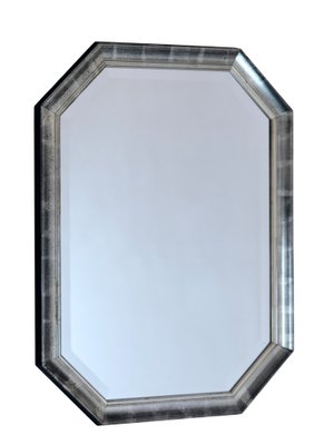 Beveled Wall Mirror with Silver and Black Frame, 1990s