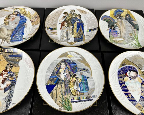 Biblical Mothers Series Plates in Fine China by Eve Licea for Knowles, 1986, Set of 6-GYX-1821898