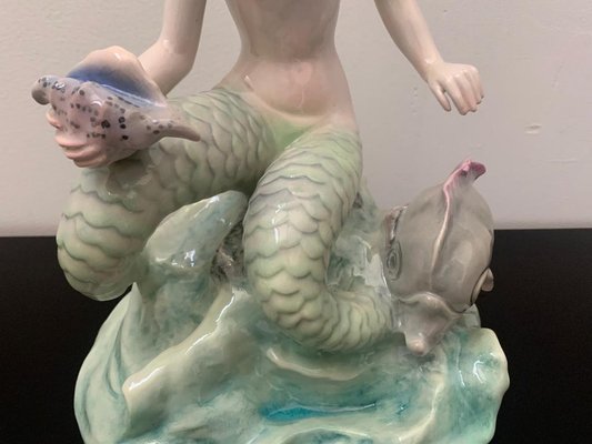 Bicauda Mermaid with Shell on Rock and Mythological Fish-IJR-1404482