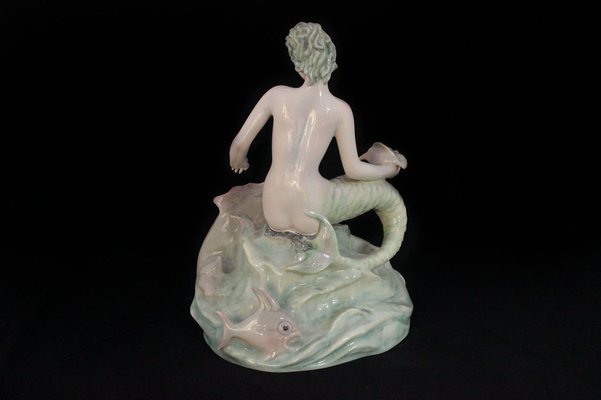 Bicauda Mermaid with Shell on Rock and Mythological Fish-IJR-1404482