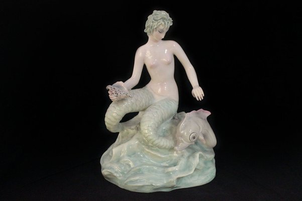 Bicauda Mermaid with Shell on Rock and Mythological Fish-IJR-1404482