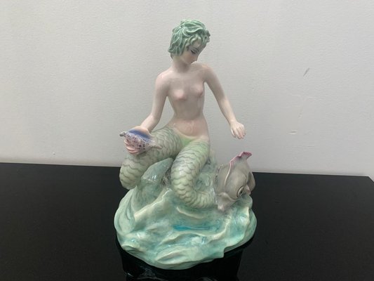 Bicauda Mermaid with Shell on Rock and Mythological Fish-IJR-1404482