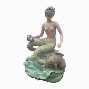 Bicauda Mermaid with Shell on Rock and Mythological Fish-IJR-1404482