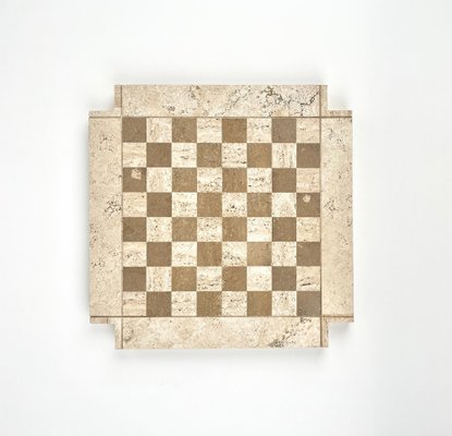 Bicolor Travertine Chess Game in the style of Angelo Mangiarotti, Italy, 1970s-LYQ-1378017