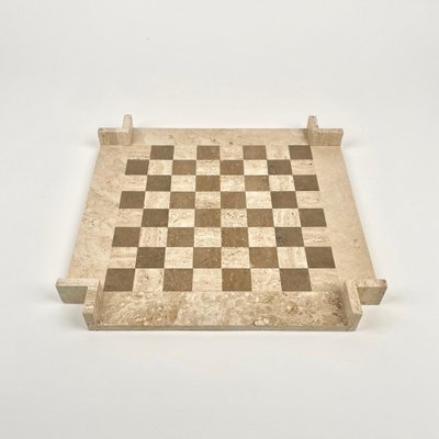 Bicolor Travertine Chess Game in the style of Angelo Mangiarotti, Italy, 1970s-LYQ-1378017