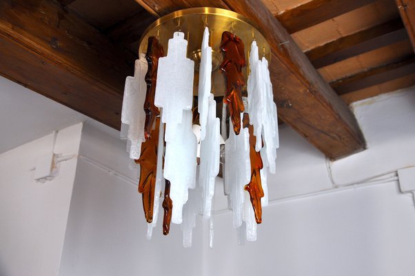 Bicolore Murano Glass Ceiling Lamp by Albano Poli for Poliarte, Italy, 1970s-EJE-1028475