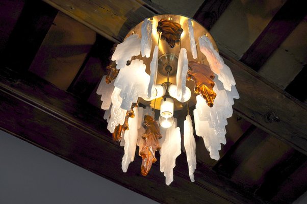 Bicolore Murano Glass Ceiling Lamp by Albano Poli for Poliarte, Italy, 1970s-EJE-1028475