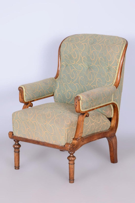 Biedermeier Armchair in Walnut, Spruce & Beech, Czech, 1830s