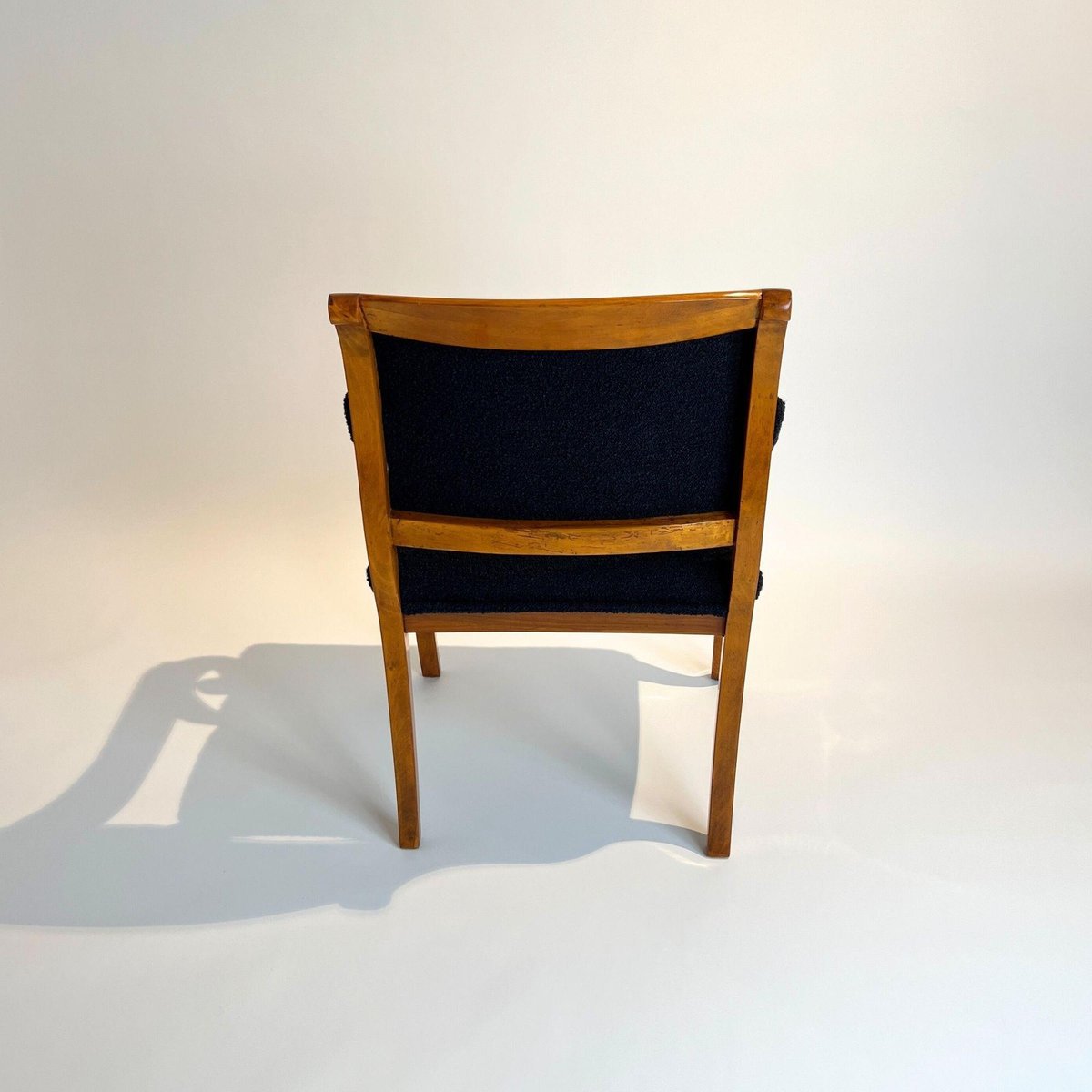 Biedermeier Armchair, Solid Beech, Black Boucle, South Germany circa 1830