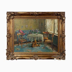 Biedermeier Artist, Interior of Room, 1910, Oil on Canvas, Framed-FLW-1401814