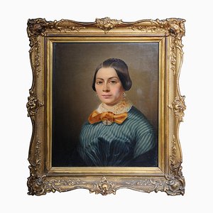 Biedermeier Artist, Lady's Portrait, 19th Century, Oil on Canvas, Framed-FLW-1402251