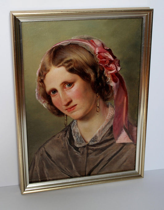 Biedermeier Artist, Portrait of a Girl, 19th Century, Oil on Canvas