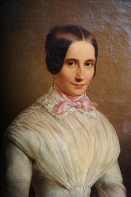 Biedermeier Artist, Woman's Portrait, 1840, Oil on Canvas, Framed-FLW-1402172