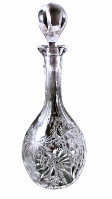 Biedermeier Bohemian Hand-Cut and Ground Crystal Liquor Bottle, 1910s-QRS-1821816