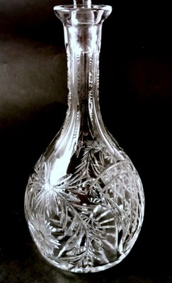 Biedermeier Bohemian Hand-Cut and Ground Crystal Liquor Bottle, 1910s-QRS-1821816