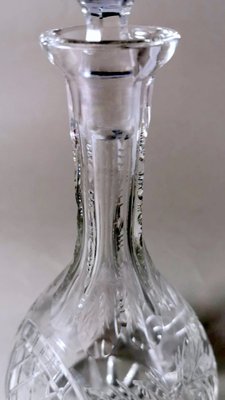 Biedermeier Bohemian Hand-Cut and Ground Crystal Liquor Bottle, 1910s-QRS-1821816